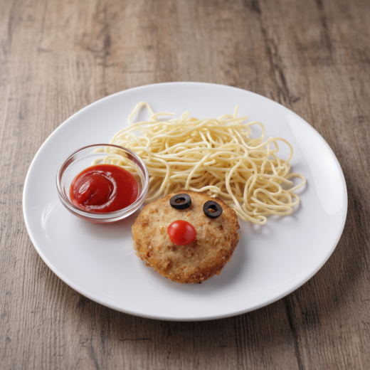 Котлета куриная с макаронами